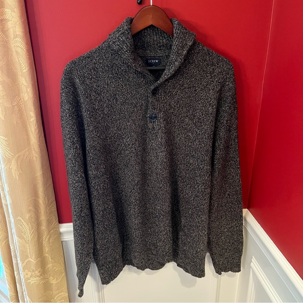 J.Crew Shawl Collar Sweater Wool Blend Gray Men’s Size XL